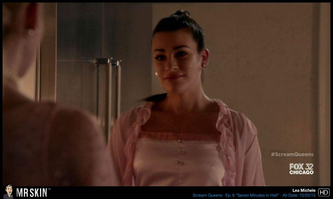 Naked Lea Michele in Scream Queens ANCENSORED